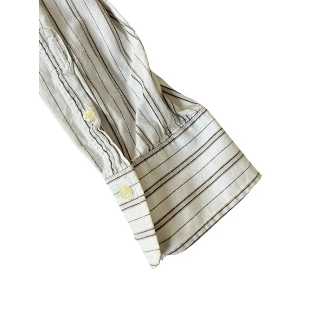 Hollister California Mens Button Up Shirt White Red Size Large Striped‎ Collared